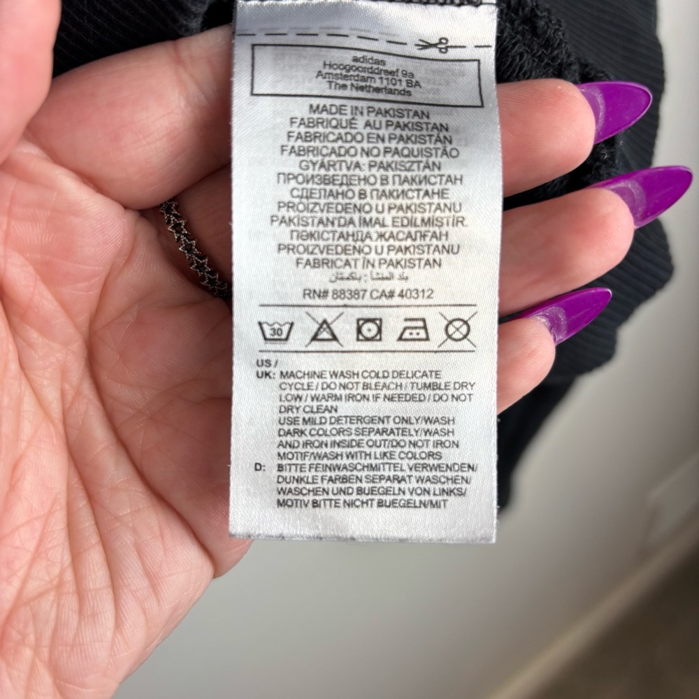 Adidas Cropped Varsity Crewneck Sweatshirt Black - Picture 3 of 5